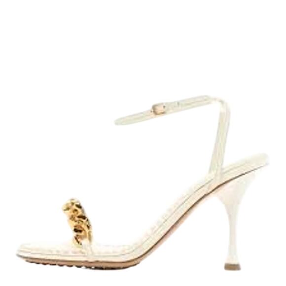 Bottega Veneta NIB Dot Leather Sandals in String (White) Size 39 - Picture 1 of 10